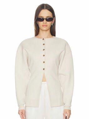 Exaggerated Sleeve Cardigan in Light Taupe
Good American
